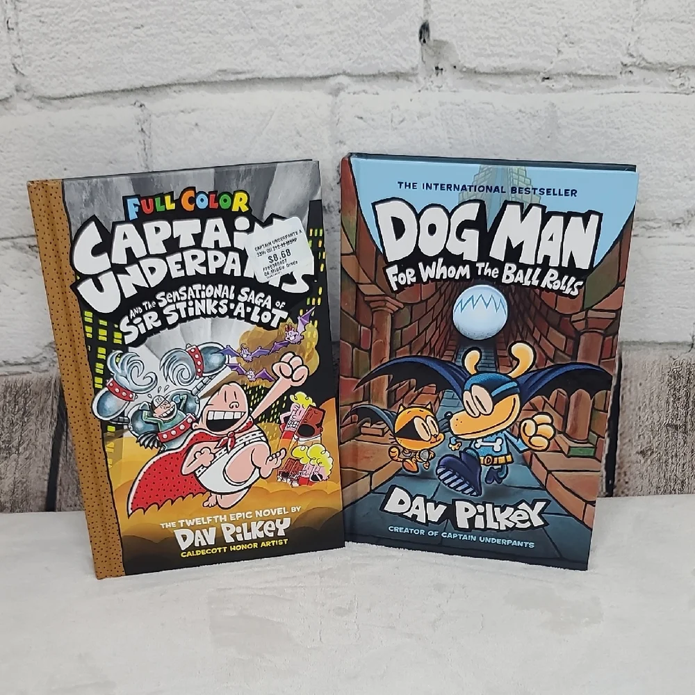 Kids/Children's Illustrated Captain Underpants and Dog Man Two Books Dav Pilkey